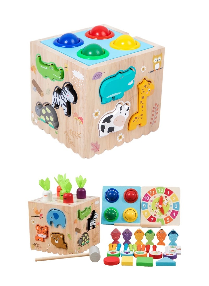 لعبة خشبية 8 في 1 لفرز وتكديس الأشكال، أحجية مونتيسوري لفرز الأشكال للأطفال من عمر 3 سنوات فما فوق، ألعاب خشبية تعليمية لتنمية المهارات المبكرة وهدايا للأطفال - Image 1